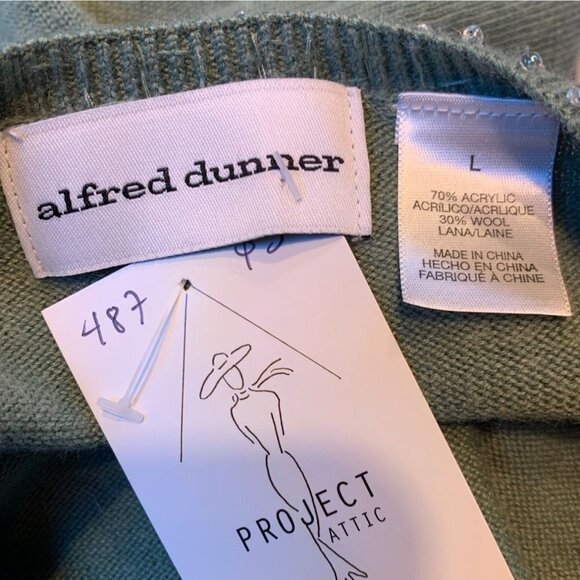 Vintage 90s Cable Knit Short Sleeve Sweater Shirt Beaded Green Large - Picture 7 of 9